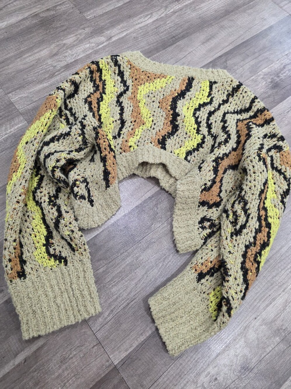 Birger Christensen Y2K Statement Knit Crochet Sweater Cardigan Olive Revolve 90s